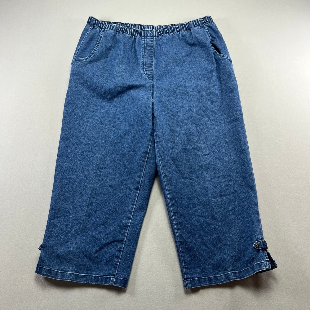 Allison Daley Capri Jeans Women 12 Blue Denim Cotton Stretch High Rise Dark Wash